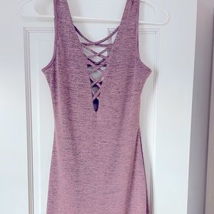 Purple mini dress with cross front